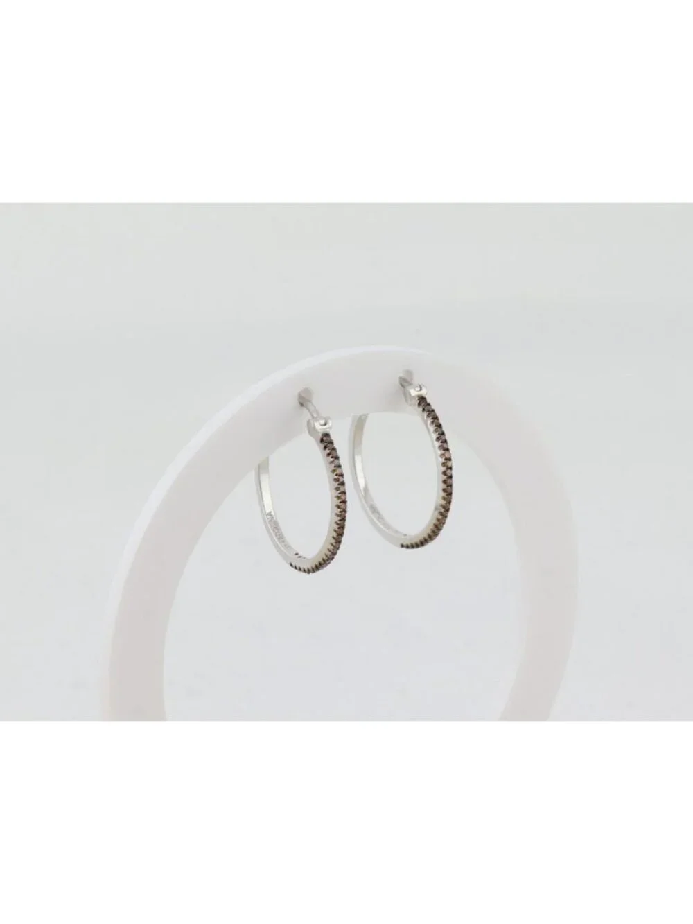 Sterling Silver Champagne Diamond 1/8th Carat Hoop Earrings 1